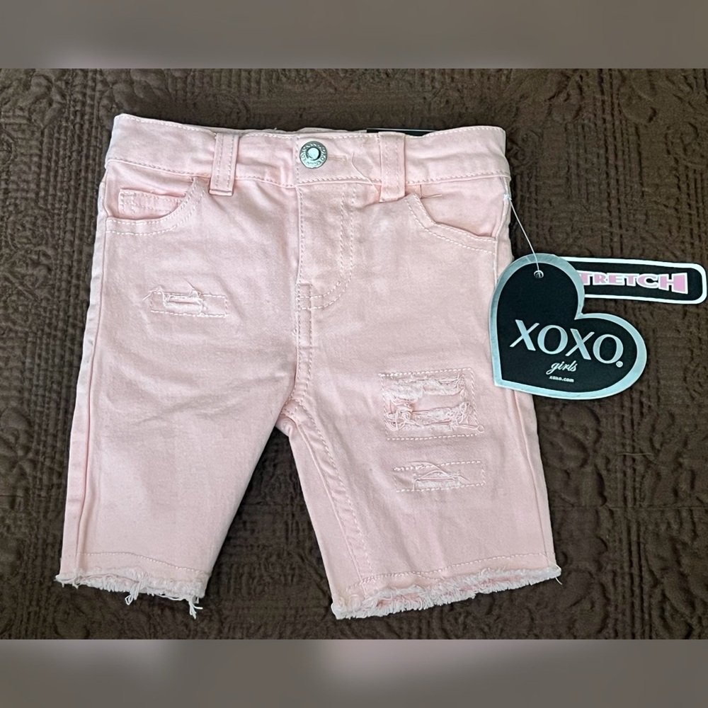 XOXO Girls Pink Bermuda Ripped Shorts Size 2t
